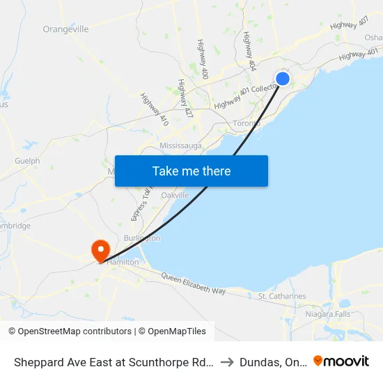 Sheppard Ave East at Scunthorpe Rd West Side to Dundas, Ontario map