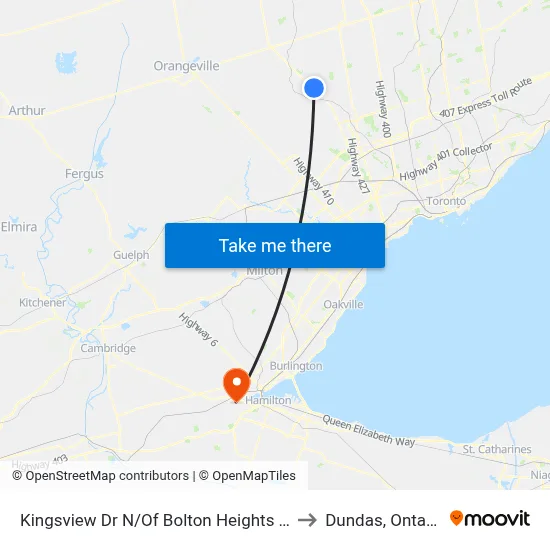 Kingsview Dr N/Of Bolton Heights Rd to Dundas, Ontario map