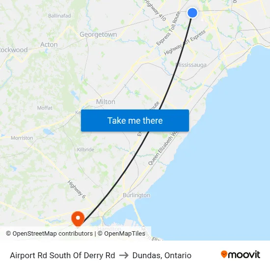 Airport Rd South Of Derry Rd to Dundas, Ontario map