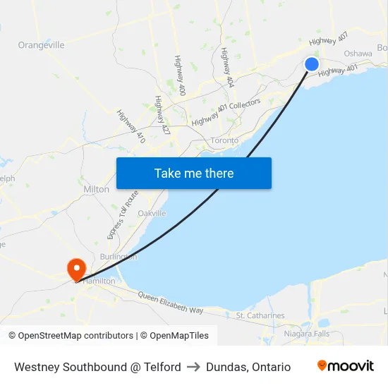 Westney Southbound @ Telford to Dundas, Ontario map