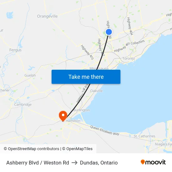 Ashberry Blvd / Weston Rd to Dundas, Ontario map