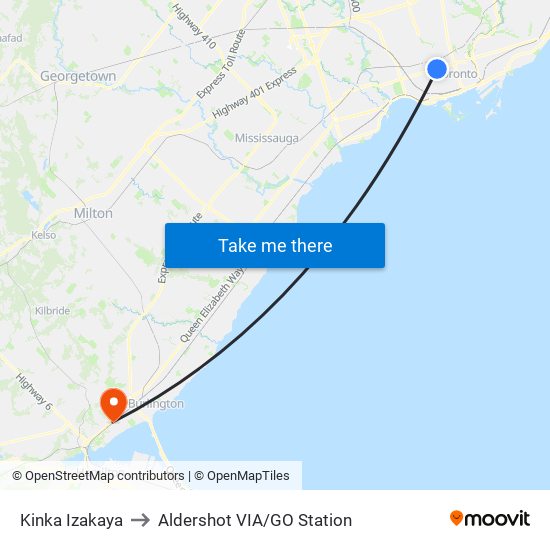 Kinka Izakaya to Aldershot VIA/GO Station map