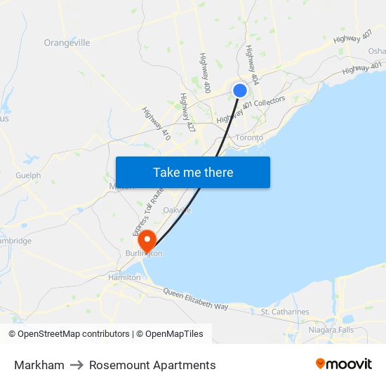 Markham to Rosemount Apartments map