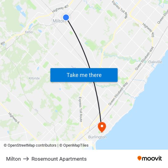 Milton to Rosemount Apartments map