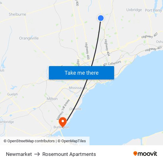 Newmarket to Rosemount Apartments map