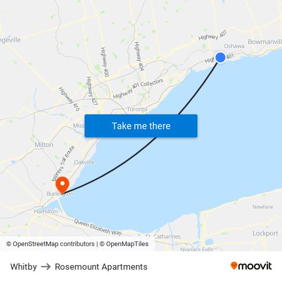 Whitby to Rosemount Apartments map