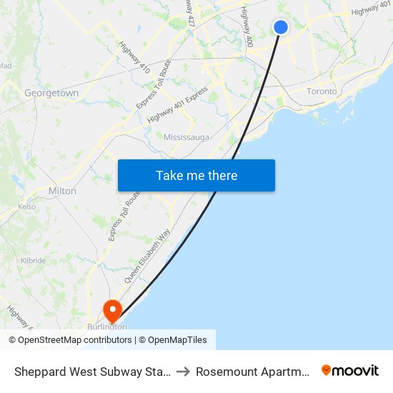 Sheppard West Subway Station to Rosemount Apartments map