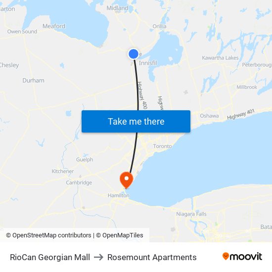 RioCan Georgian Mall to Rosemount Apartments map