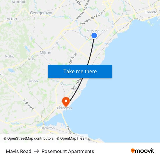 Mavis Road to Rosemount Apartments map