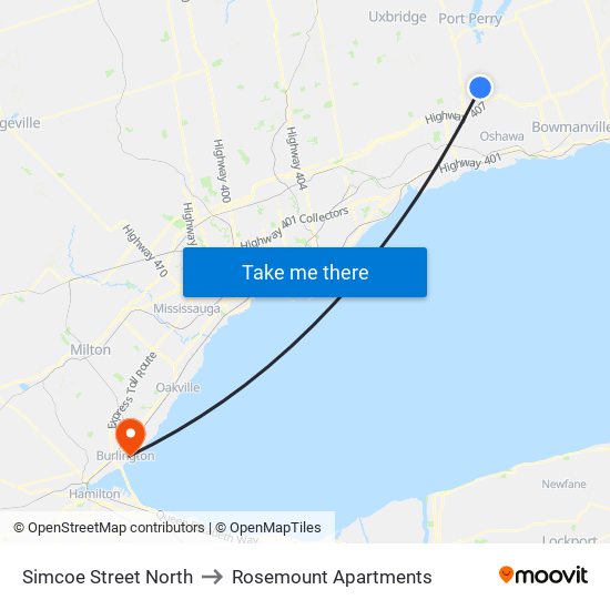 Simcoe Street North to Rosemount Apartments map
