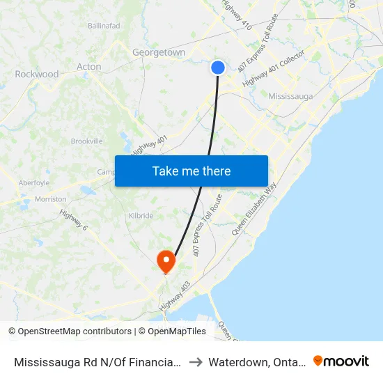 Mississauga Rd N/Of Financial Dr to Waterdown, Ontario map
