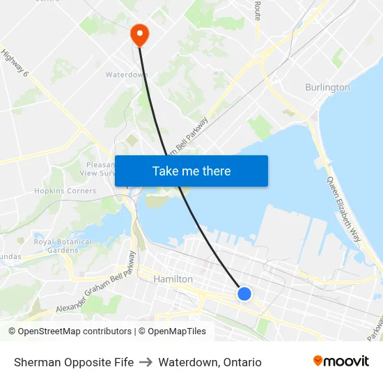 Sherman Opposite Fife to Waterdown, Ontario map