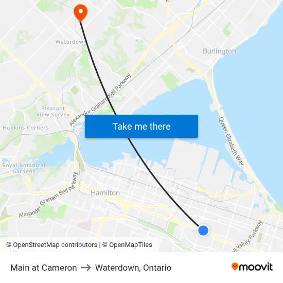 Main at Cameron to Waterdown, Ontario map
