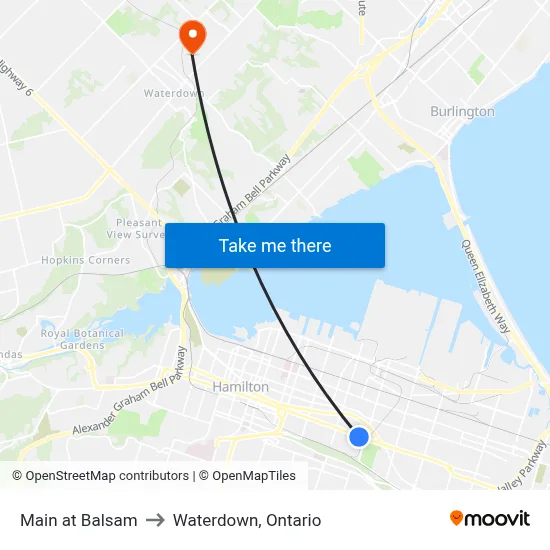 Main at Balsam to Waterdown, Ontario map