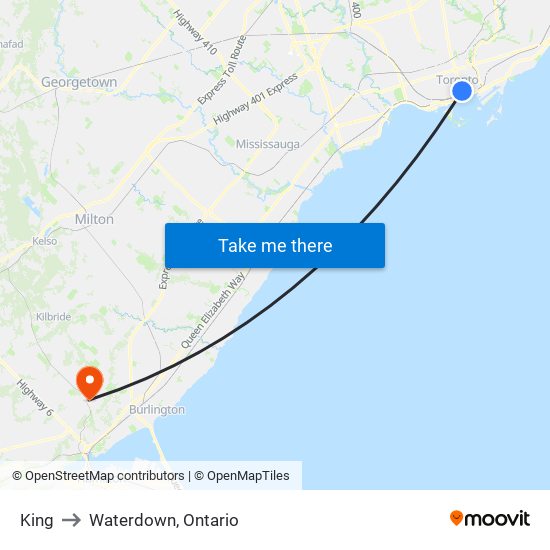 King to Waterdown, Ontario map