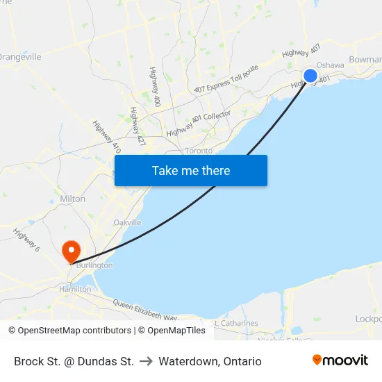 Brock St. @ Dundas St. to Waterdown, Ontario map