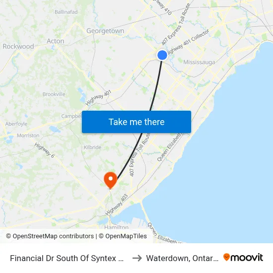 Financial Dr South Of Syntex Crt to Waterdown, Ontario map