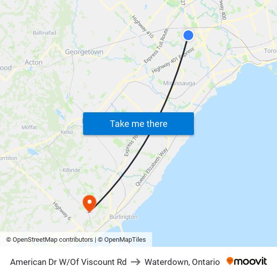 American Dr W/Of Viscount Rd to Waterdown, Ontario map