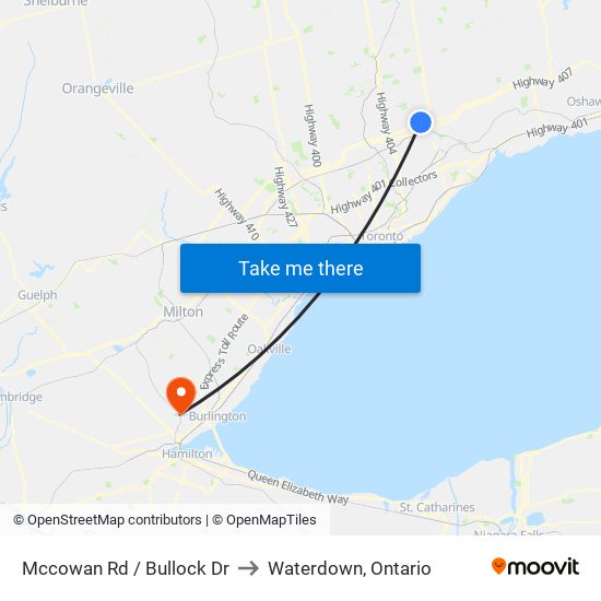 Mccowan Rd / Bullock Dr to Waterdown, Ontario map