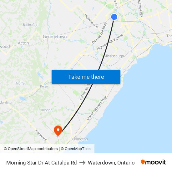 Morning Star Dr At Catalpa Rd to Waterdown, Ontario map