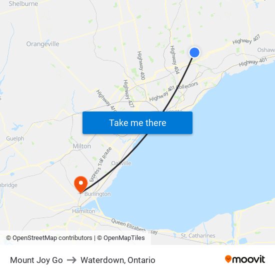 Mount Joy Go to Waterdown, Ontario map