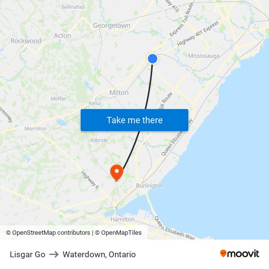 Lisgar Go to Waterdown, Ontario map