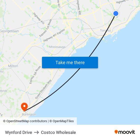 Wynford Drive to Costco Wholesale map