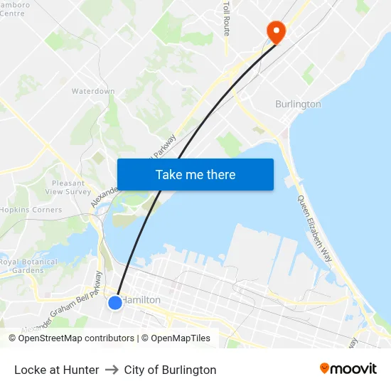 Locke at Hunter to City of Burlington map