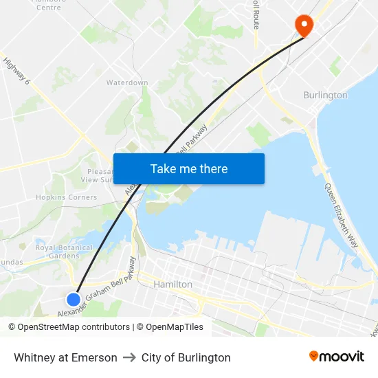 Whitney at Emerson to City of Burlington map