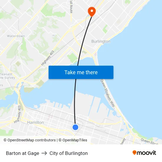 Barton at Gage to City of Burlington map