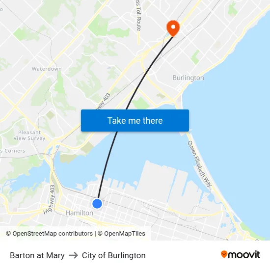 Barton at Mary to City of Burlington map