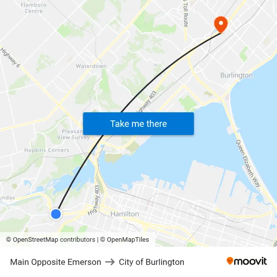 Main Opposite Emerson to City of Burlington map