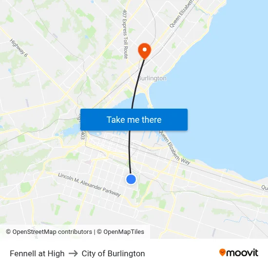 Fennell at High to City of Burlington map