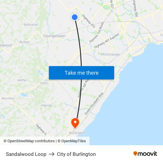 Sandalwood Loop to City of Burlington map
