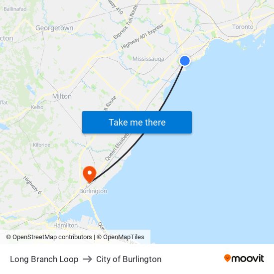 Long Branch Loop to City of Burlington map