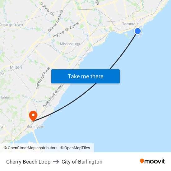 Cherry Beach Loop to City of Burlington map