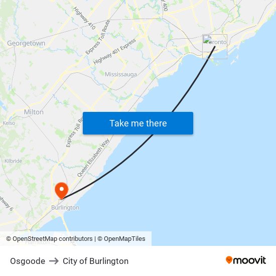 Osgoode to City of Burlington map