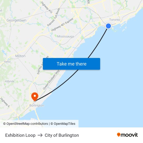 Exhibition Loop to City of Burlington map