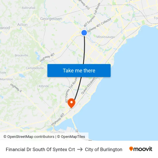 Financial Dr South Of Syntex Crt to City of Burlington map