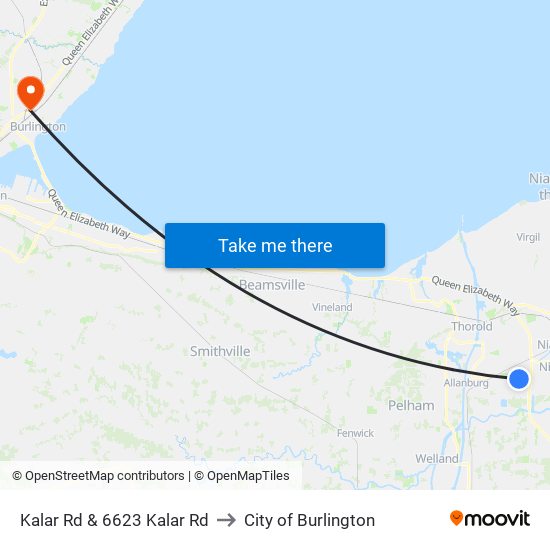 Kalar Rd & 6623 Kalar Rd to City of Burlington map