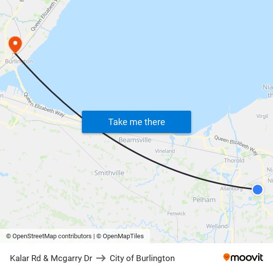 Kalar Rd & Mcgarry Dr to City of Burlington map