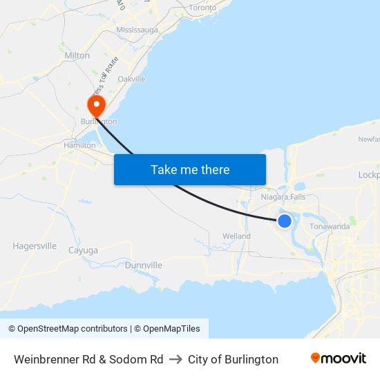 Weinbrenner Rd & Sodom Rd to City of Burlington map