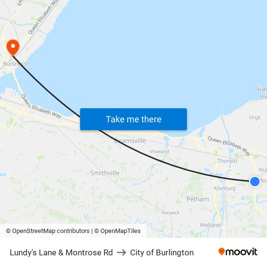 Lundy's Lane & Montrose Rd to City of Burlington map