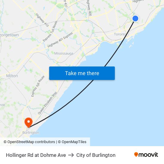 Hollinger Rd at Dohme Ave to City of Burlington map