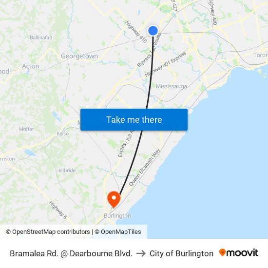 Bramalea Rd. @ Dearbourne Blvd. to City of Burlington map