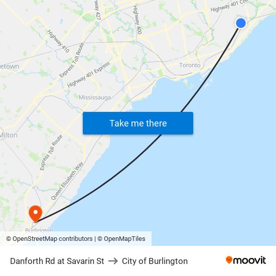Danforth Rd at Savarin St to City of Burlington map