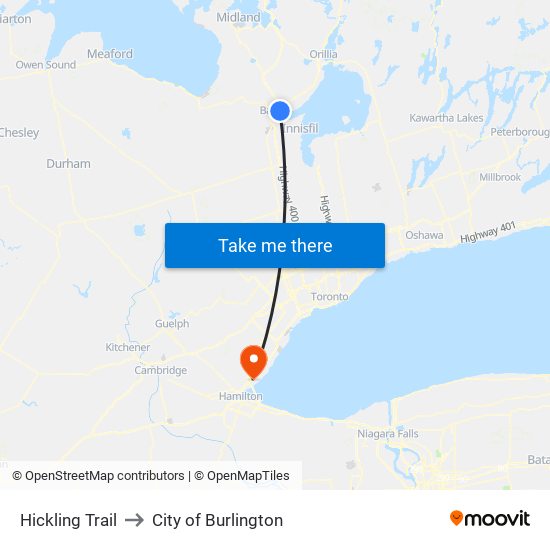 Hickling Trail to City of Burlington map