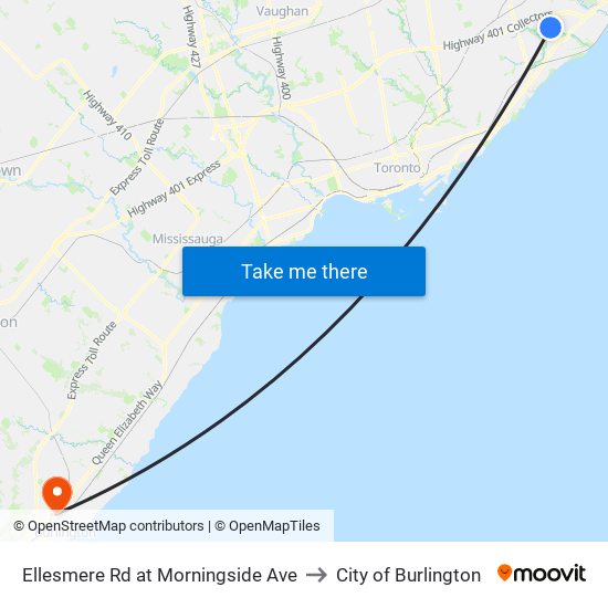 Ellesmere Rd at Morningside Ave to City of Burlington map