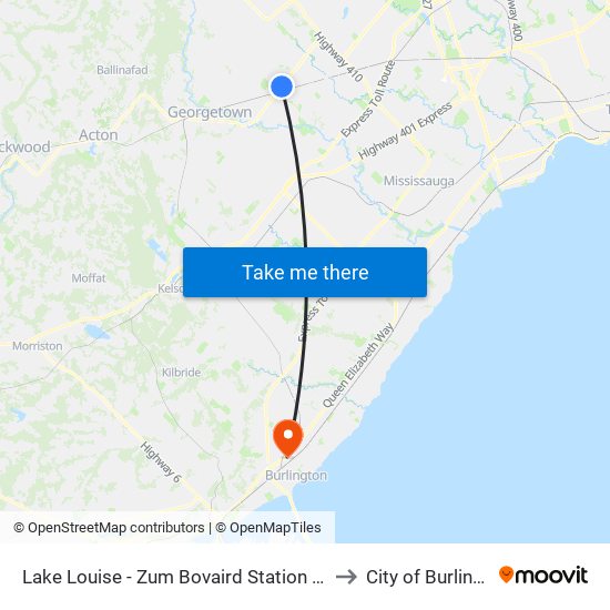 Lake Louise - Zum Bovaird Station Stop Eb to City of Burlington map