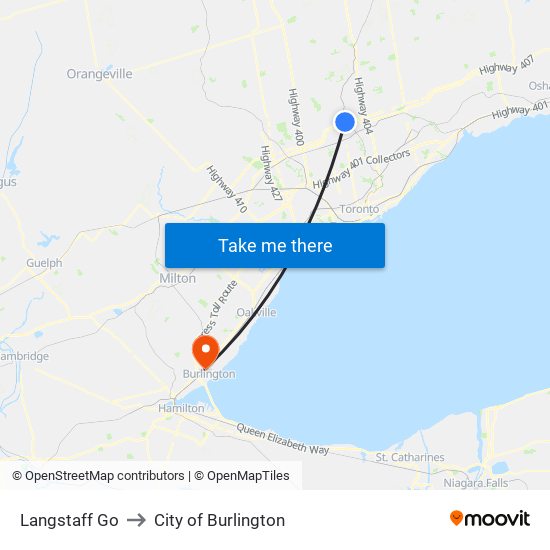 Langstaff Go to City of Burlington map